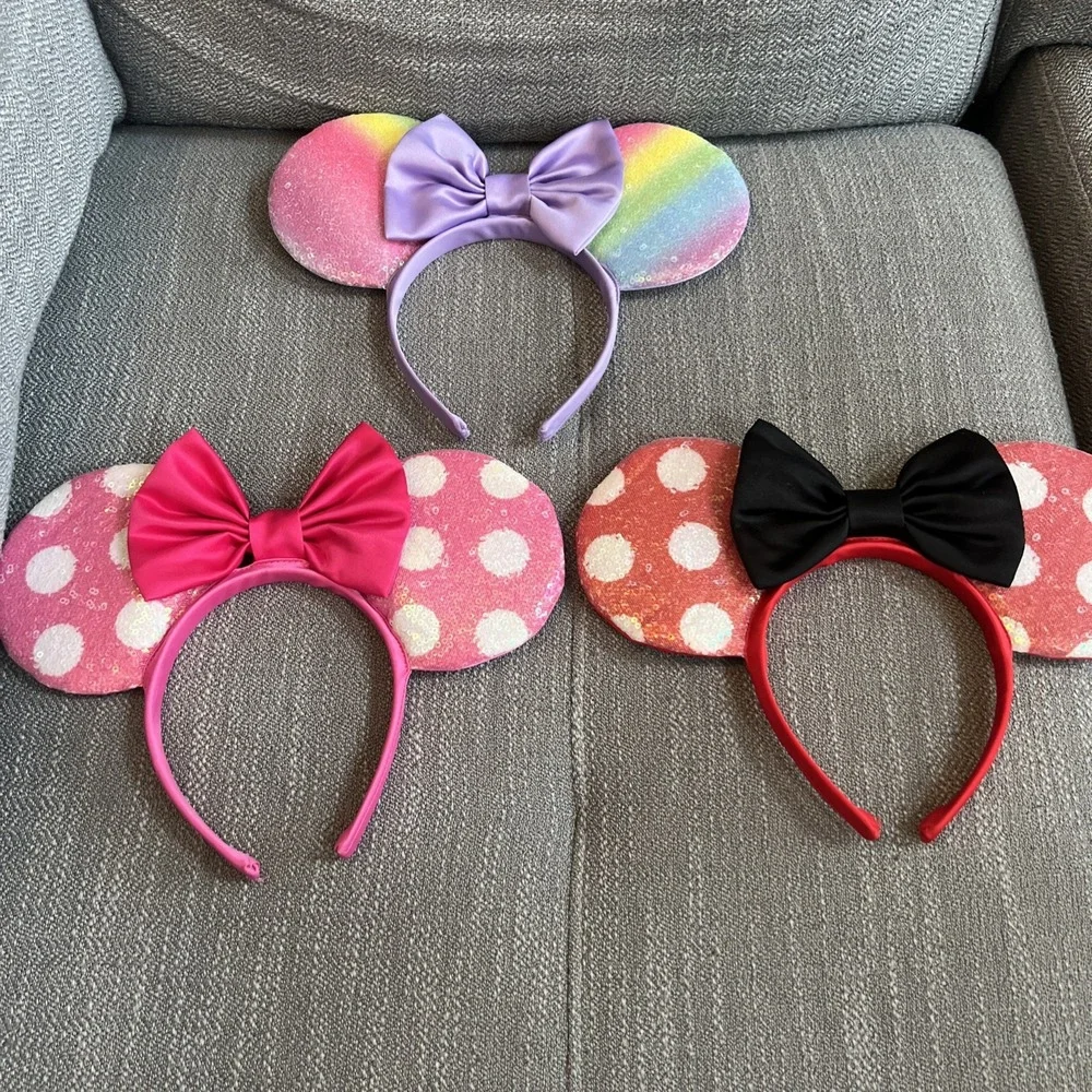 Disney Minnie Mouse Ears Headband Lot of 3 Preowned